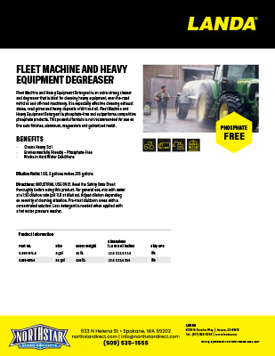 Fleet Machine And Heavy Equipment Degreaser Product Sheet
