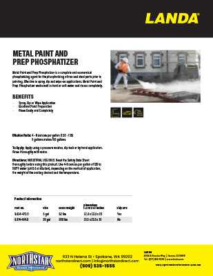 Metal Paint And Prep Phosphatizer Product Sheet