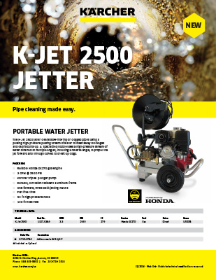Karcher K-Jet 2500 Product Sheet