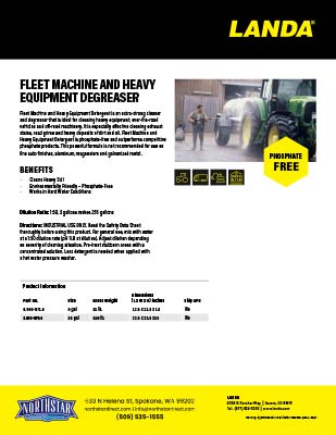 Fleet Machine And Heavy Equipment Degreaser Product Sheet