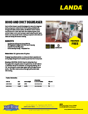 Hood & Duct Degreaser Product Sheet
