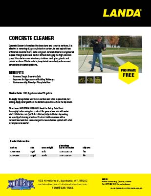 Concrete Cleaner Product Sheet