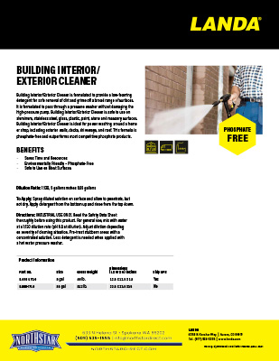 Building Interior Exterior Cleaner Product Sheet