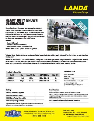 Heavy Duty Brown Degreaser Product Sheet