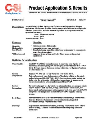 TransWash Product Sheet