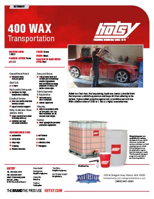 400 Wax Product Sheet