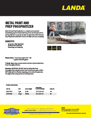 Metal Paint And Prep Phosphatizer Product Sheet