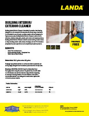 Building Interior/Exterior Cleaner Product Sheet