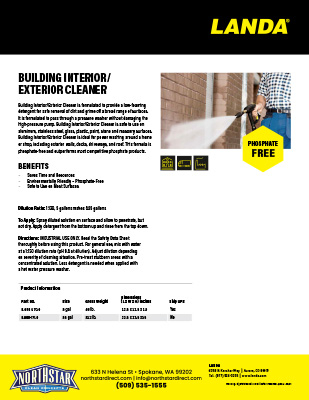 Building Interior Exterior Cleaner Product Sheet