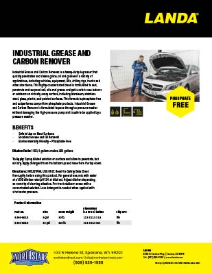 Industrial Grease And Carbon Remover Product Sheet