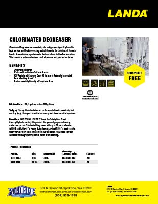Chlorinated Degreaser Product Sheet