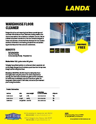 Warehouse Floor Cleaner Product Sheet