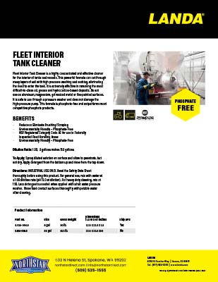 Fleet Interior Tank Cleaner Product Sheet