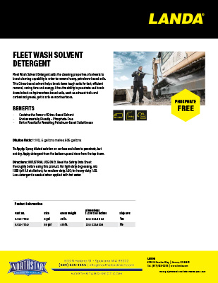 Fleet Wash Solvent Detergent Product Sheet